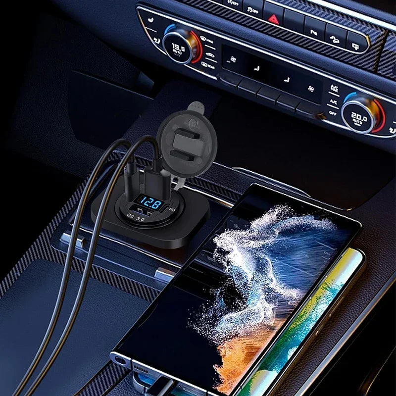 Chargeur Voiture USB 96W Voltmètre