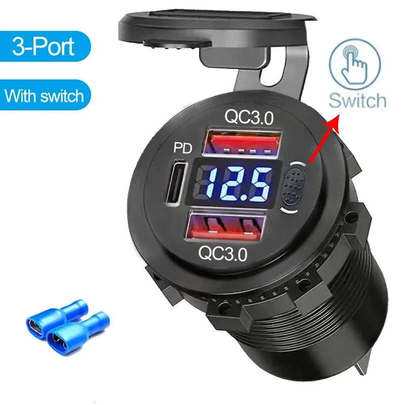 Chargeur Voiture USB 96W Voltmètre