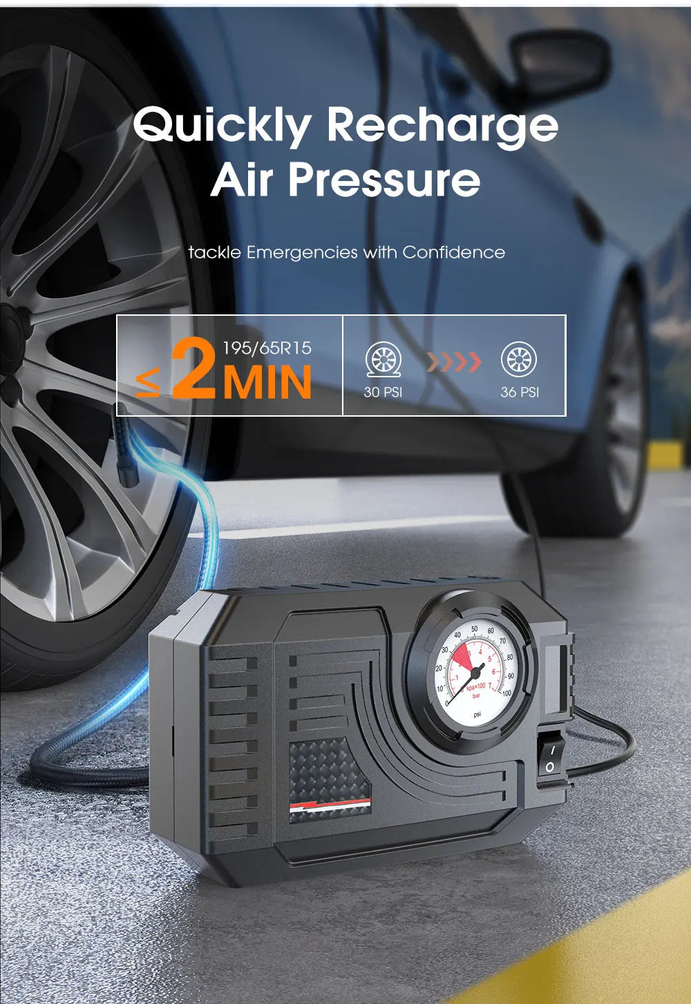 Gonfleur de Pneu Portable Électrique