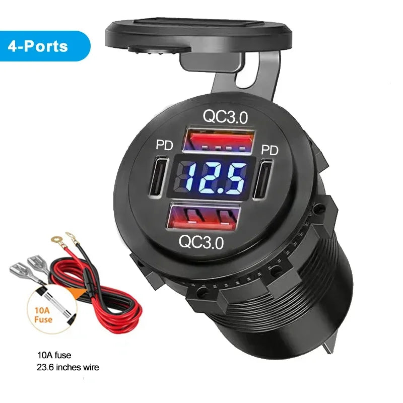 Chargeur Voiture USB 96W Voltmètre