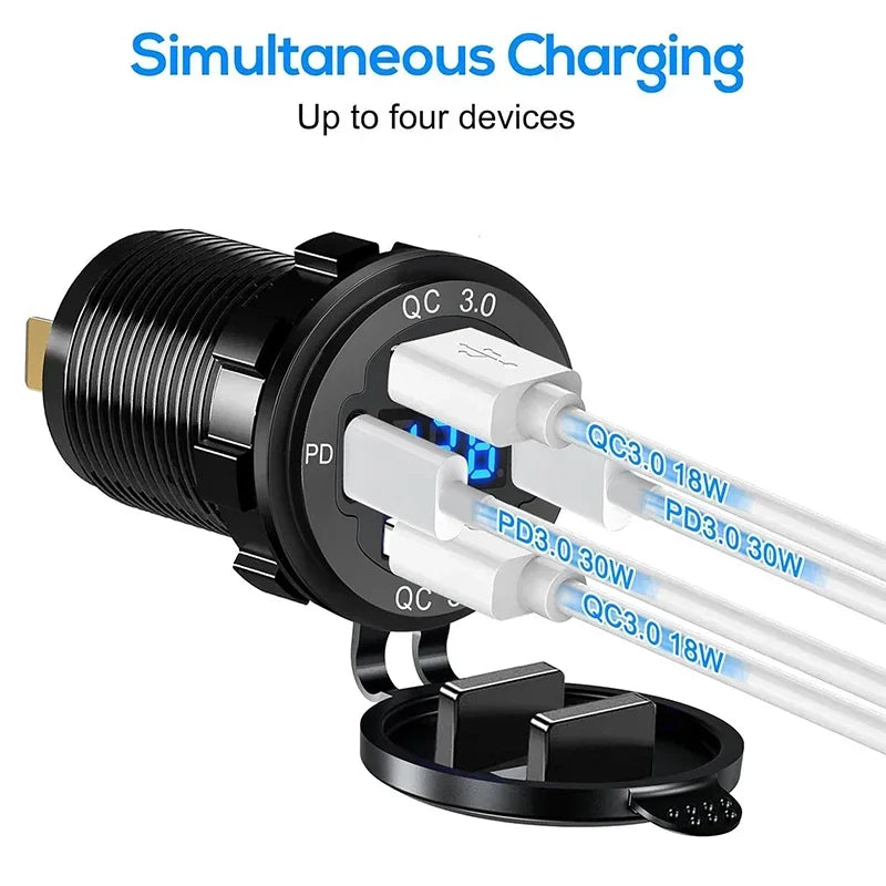 Chargeur Voiture USB 96W Voltmètre
