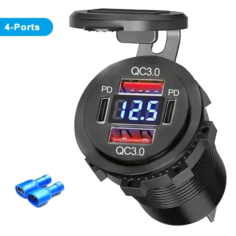 Chargeur Voiture USB 96W Voltmètre