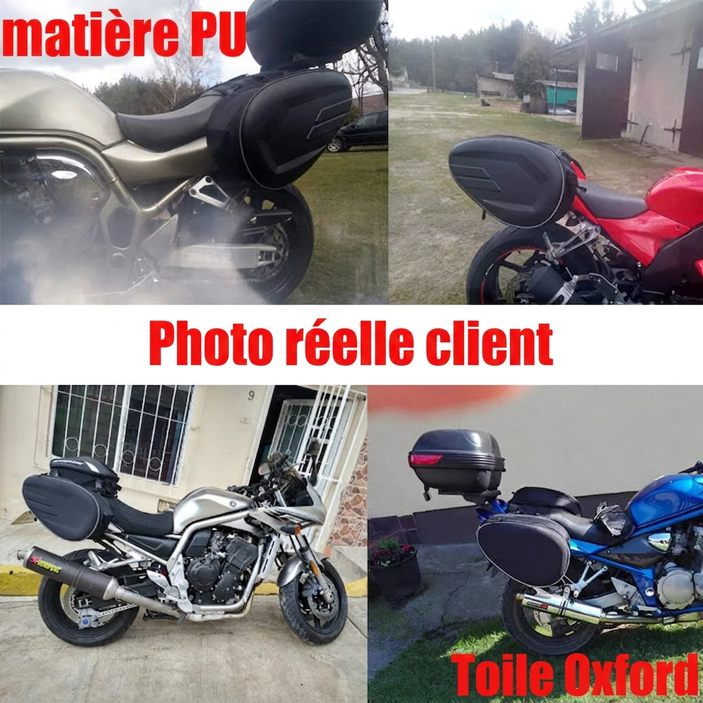 Sacoches de selle moto RONYX en matière PU, photo réelle client, toile Oxford