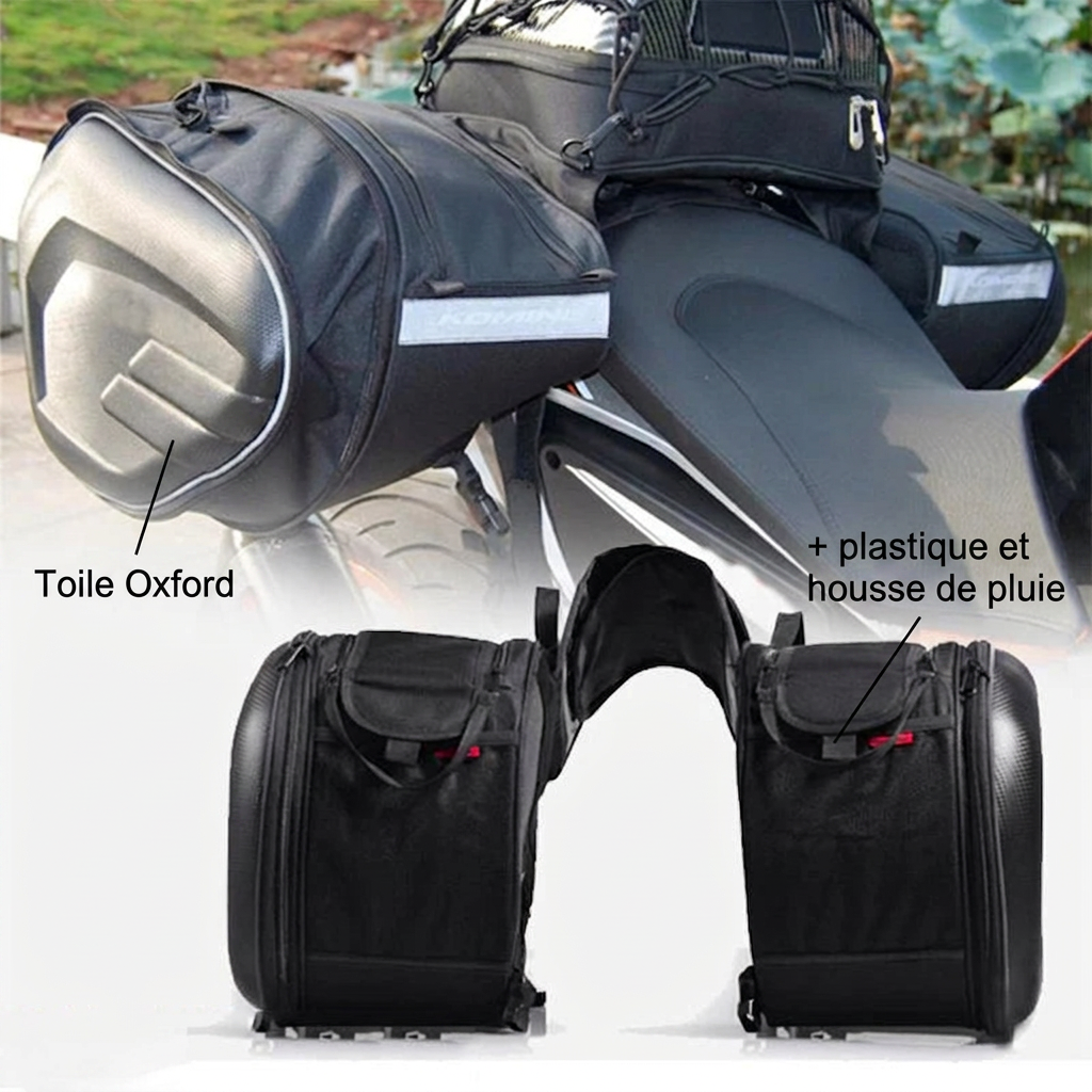 Sacoches de selle moto imperméables RONYX, toile Oxford, avec plastique et housse de pluie inclus